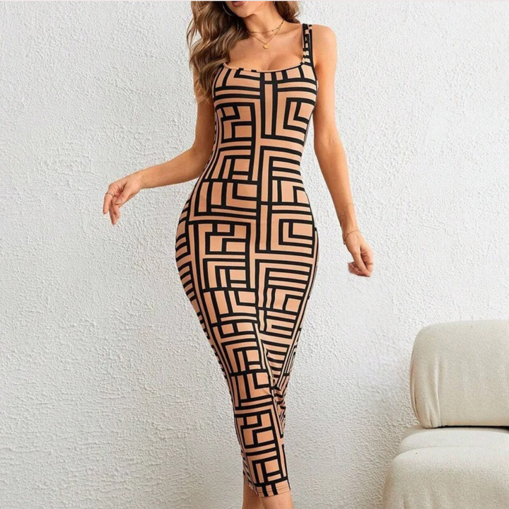 Elsa - Trendy geometric bodycon dress for a striking look