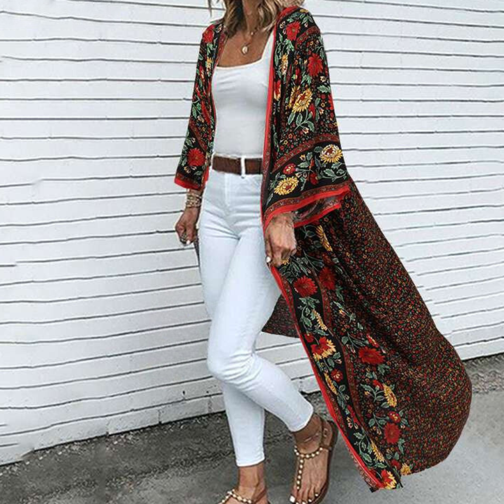 Courtney - Bohemian Blossom Elegance Langarm-Strickjacke