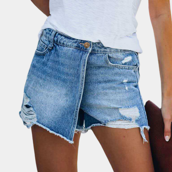 Hildegard - Shorts en denim asymétriques tendance pour femmes