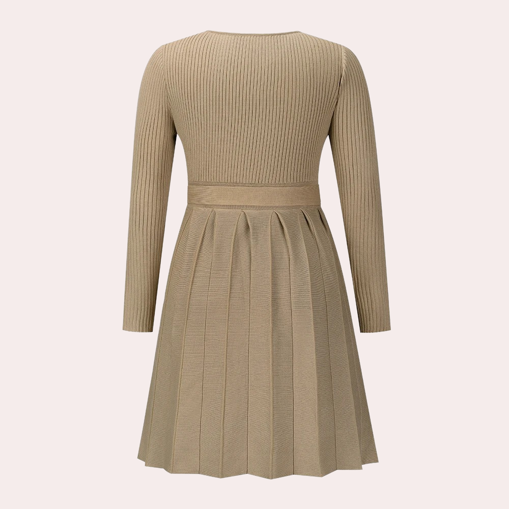 Dahlia - Stylish midi dress with modern pleats for women