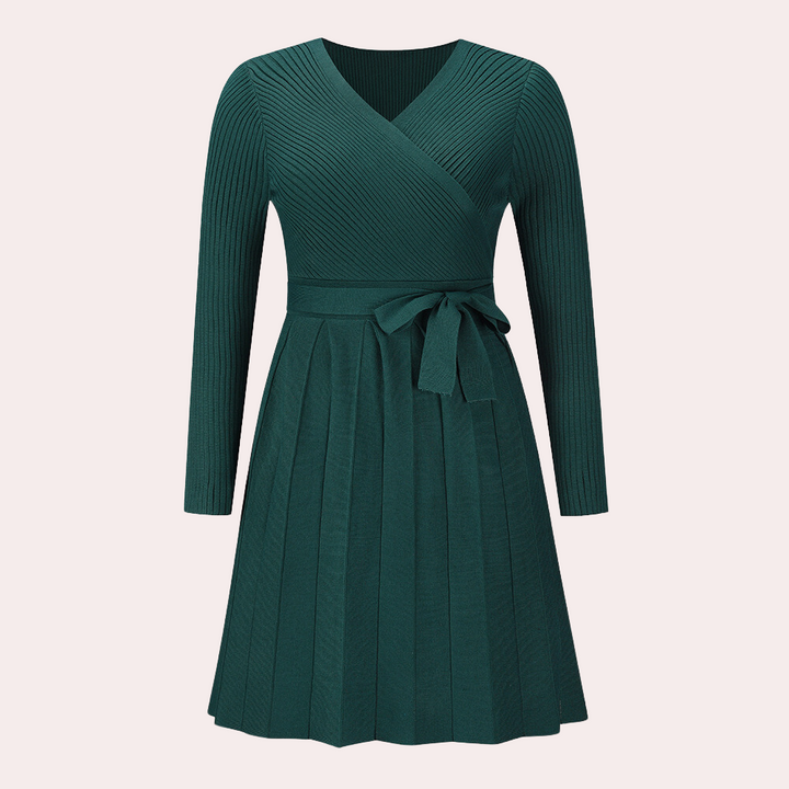 Dahlia - Stylish midi dress with modern pleats for women