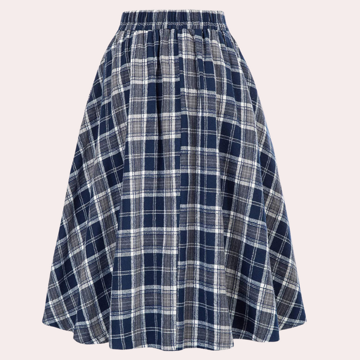 Luminita - Elegant A-Line Skirt with Fashionable Plaid Pattern