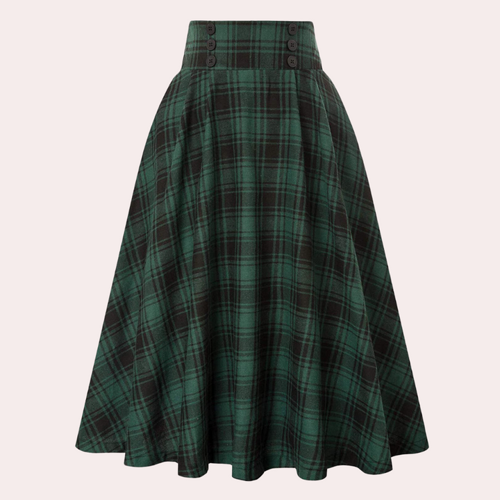 Luminita - Elegant A-Line Skirt with Fashionable Plaid Pattern