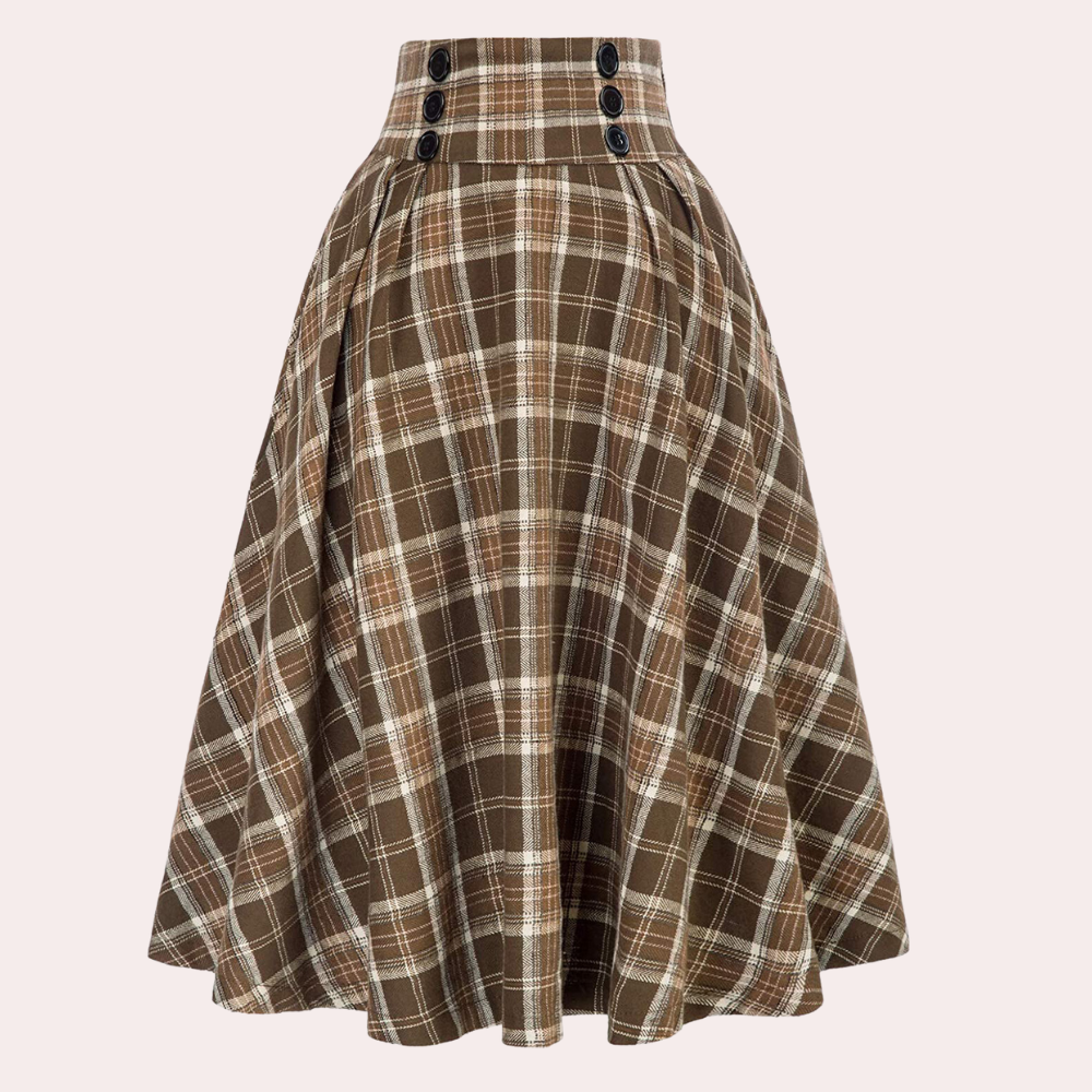 Luminita - Elegant A-Line Skirt with Fashionable Plaid Pattern