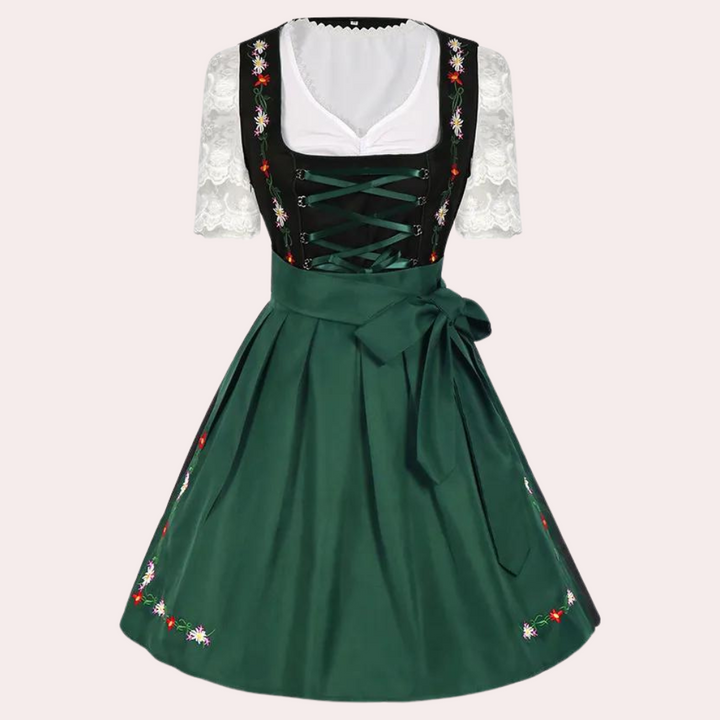 Andrina - Dirndl élégant pour femmes avec manches en dentelle d'ambiance pour l'Oktoberfest