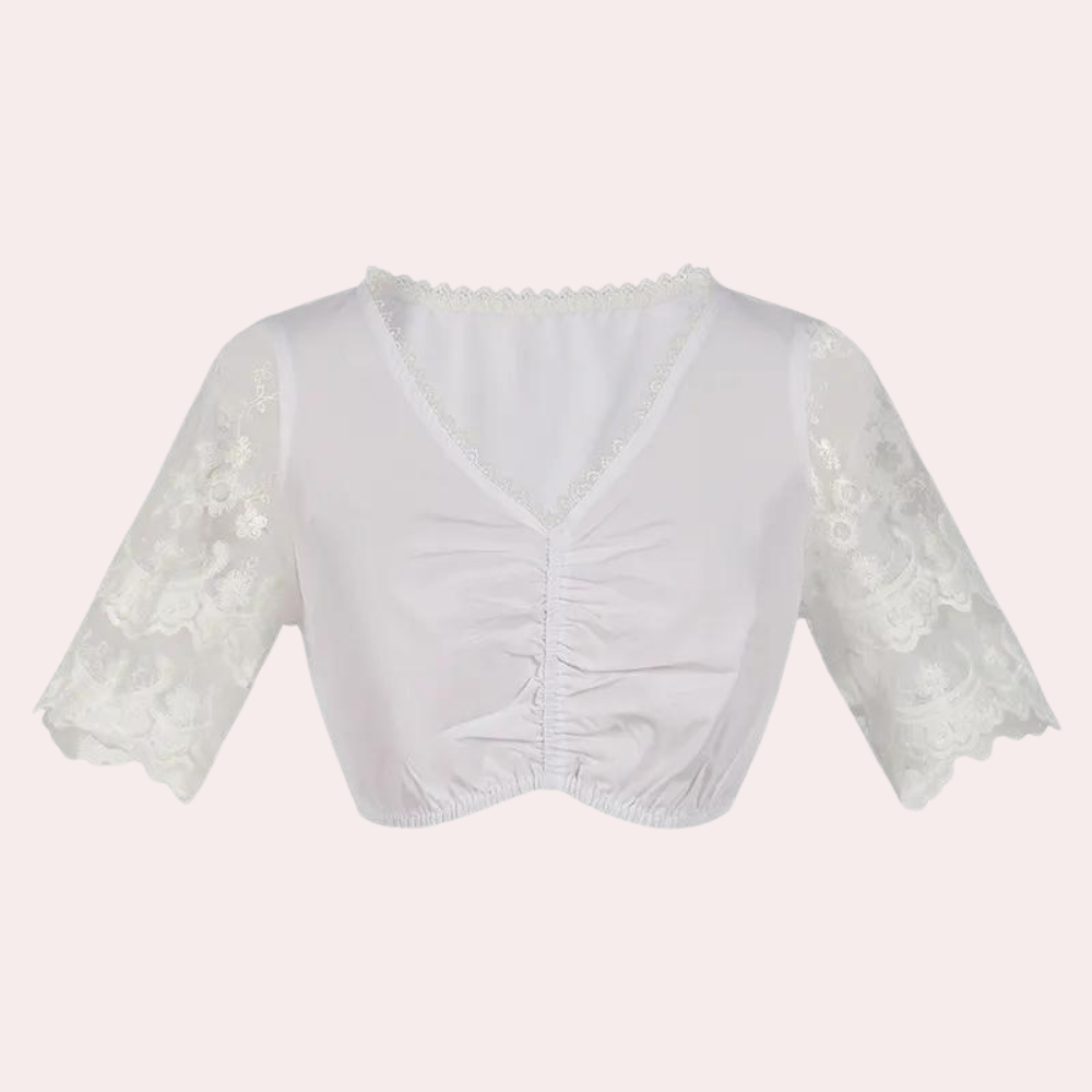 Andrina - Dirndl élégant pour femmes avec manches en dentelle d'ambiance pour l'Oktoberfest