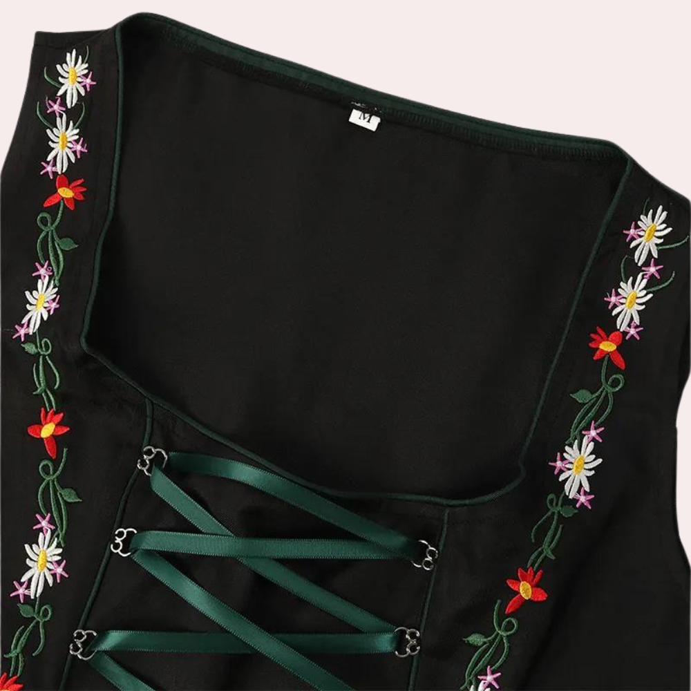Andrina - Dirndl élégant pour femmes avec manches en dentelle d'ambiance pour l'Oktoberfest