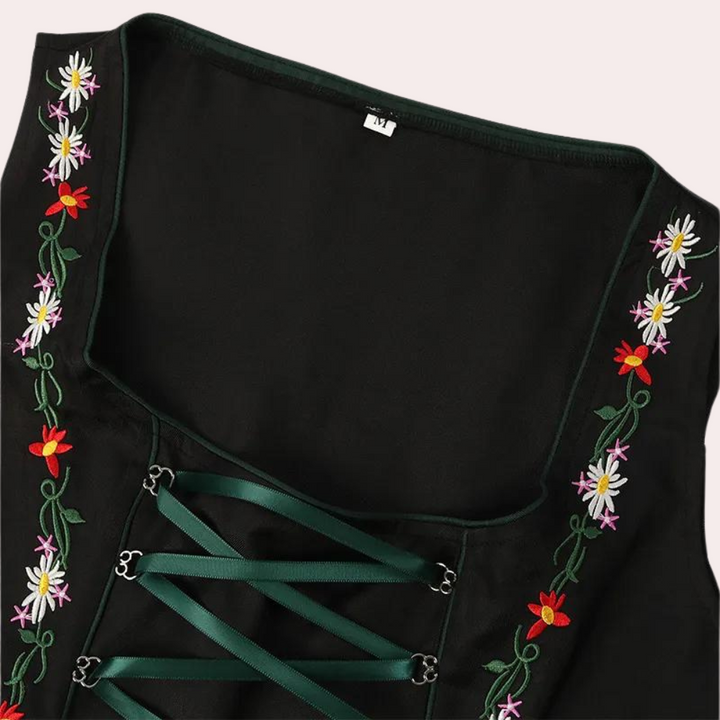 Andrina - Dirndl élégant pour femmes avec manches en dentelle d'ambiance pour l'Oktoberfest