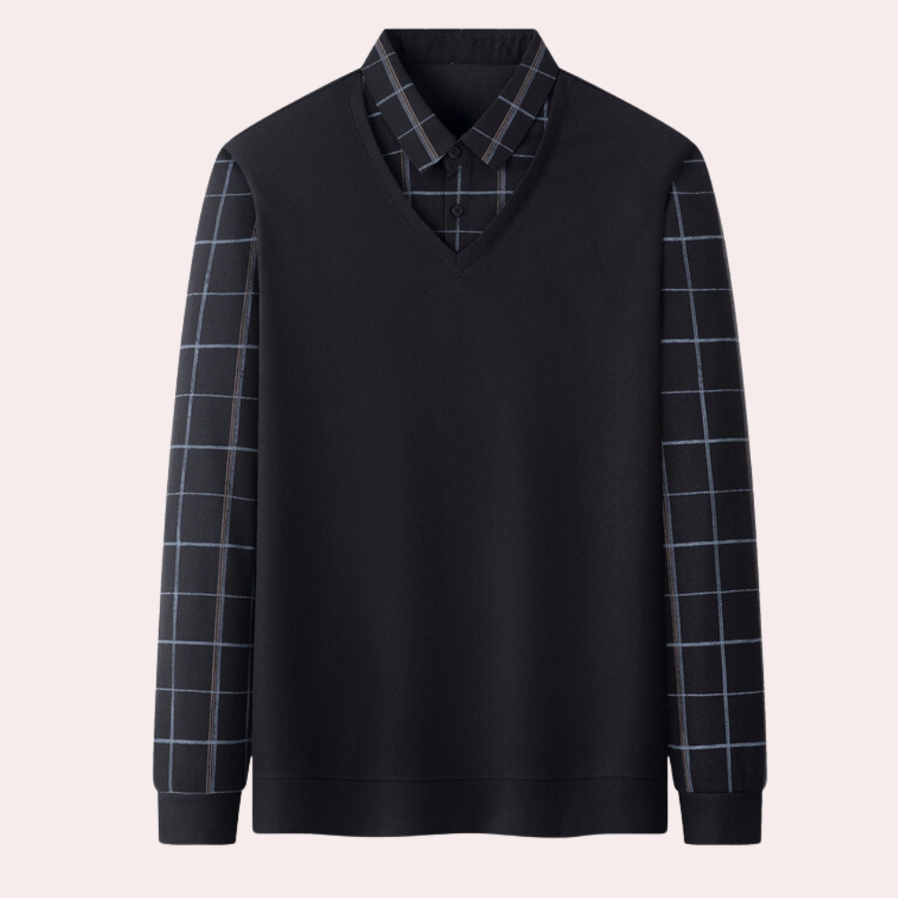 Bram - Stylish plaid knit sweater for handsome men