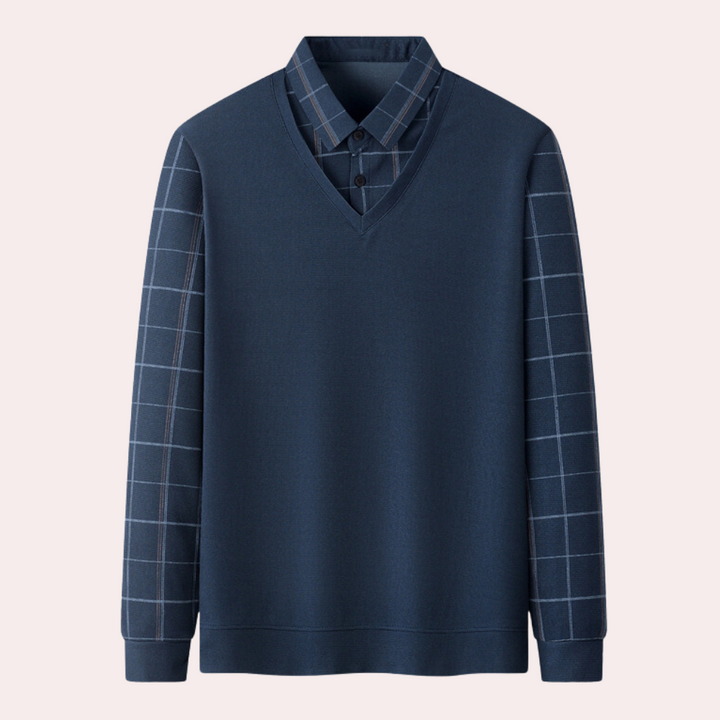 Bram - Stylish plaid knit sweater for handsome men