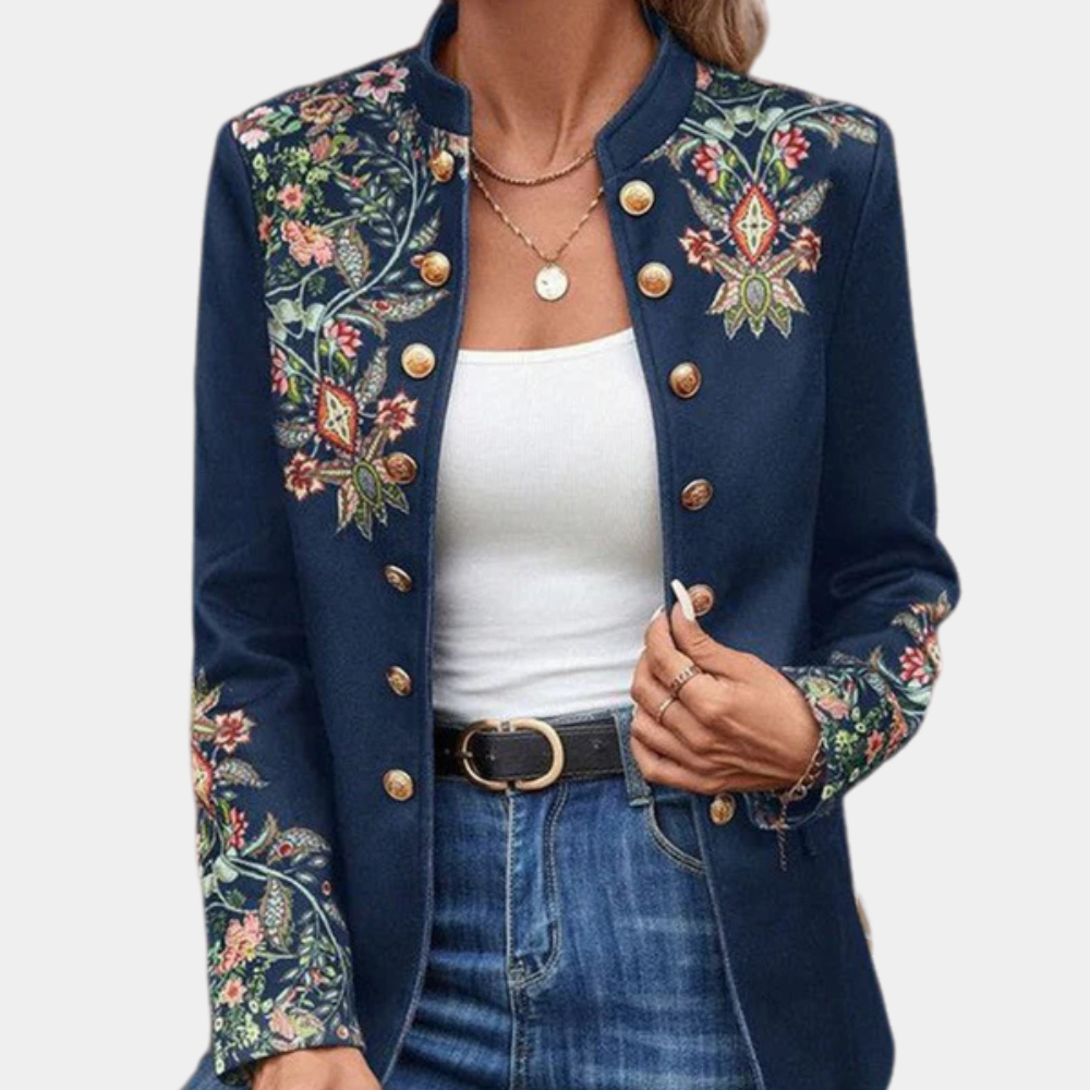 Iona - Stylish Women's Blazer with a Charming Floral Print