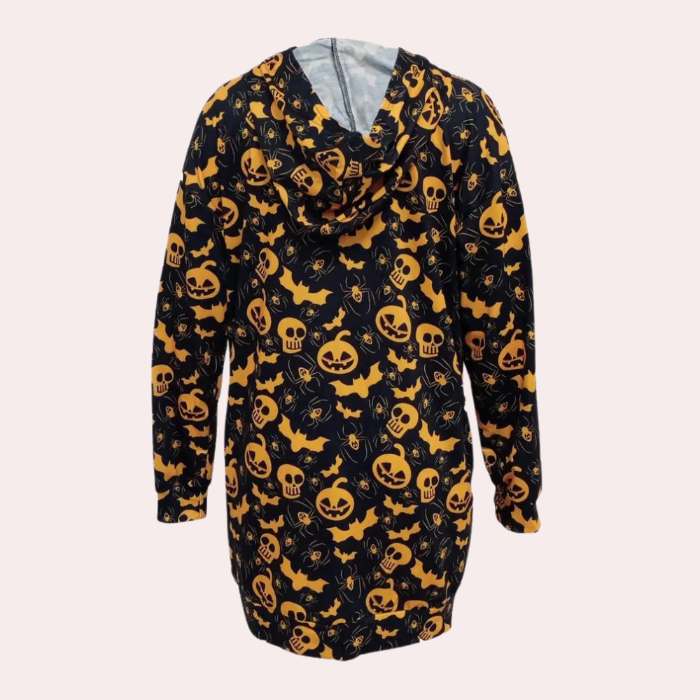 Csilla - Cozy Halloween mini dress with hood for ultimate comfort