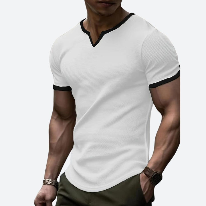 T-shirt gaufré à col en V à la mode - Darcyl