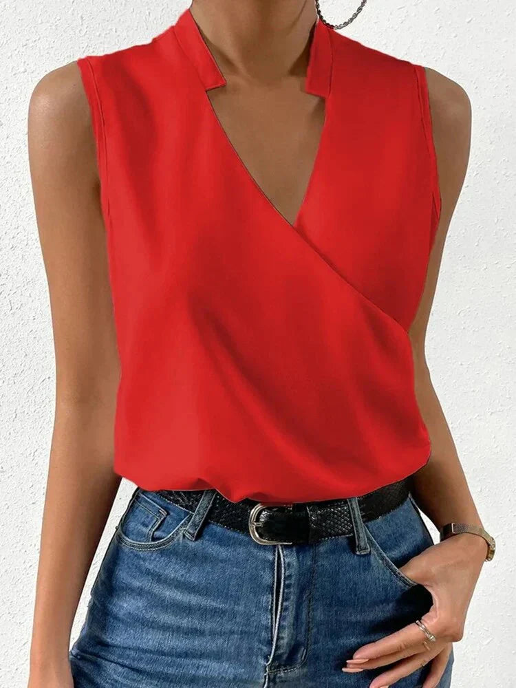 Nora - Elegant Sleeveless Women's Top with a Seductive V-Neck for Summer Days