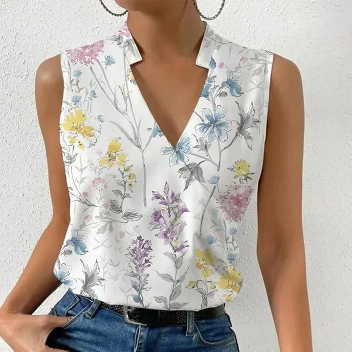 Nora - Elegant Sleeveless Women's Top with a Seductive V-Neck for Summer Days