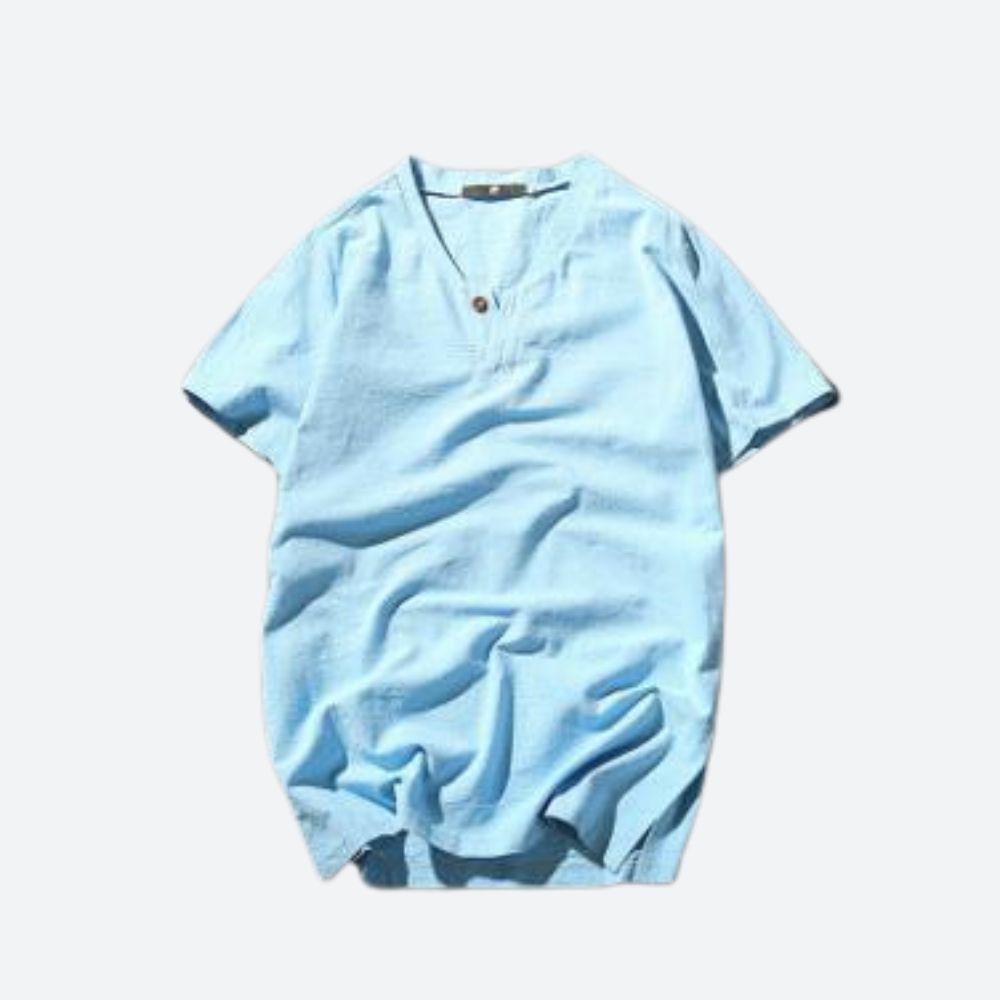 Stylish Linen T-Shirt for Men in Refreshing Fennel Green