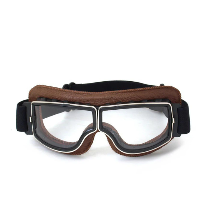 Luke - Retro chic vegan leather motorcycle goggles for autumn in unisex surplus