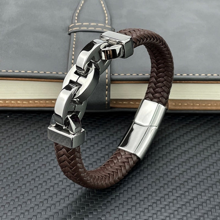 Vince - Bracelet en cuir vintage robuste pour l'homme moderne