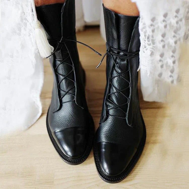 Alice - Schicke Vintage Stil Stiefel mit klobigem Absatz