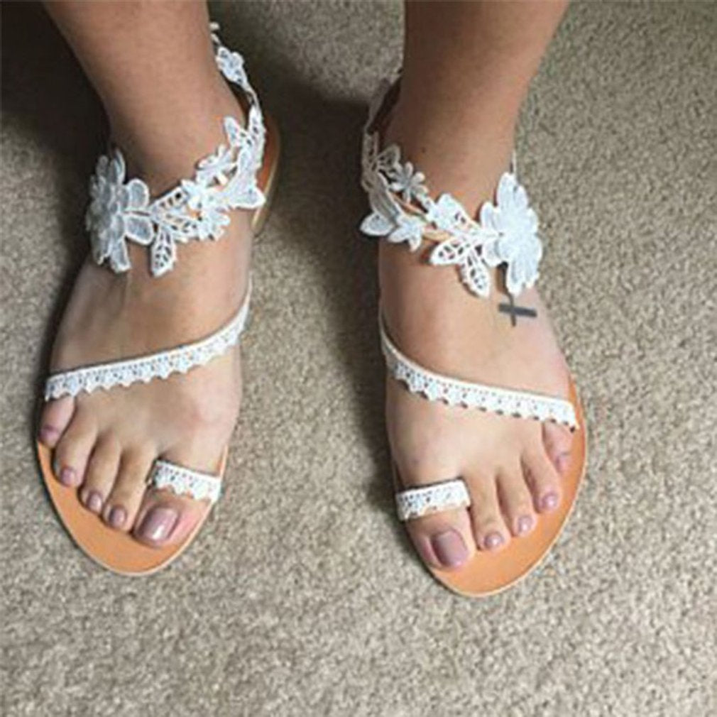 Francheska - Sandales élégantes avec jolie dentelle et motif floral pour femmes