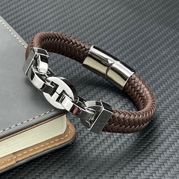 Vince - Bracelet en cuir vintage robuste pour l'homme moderne