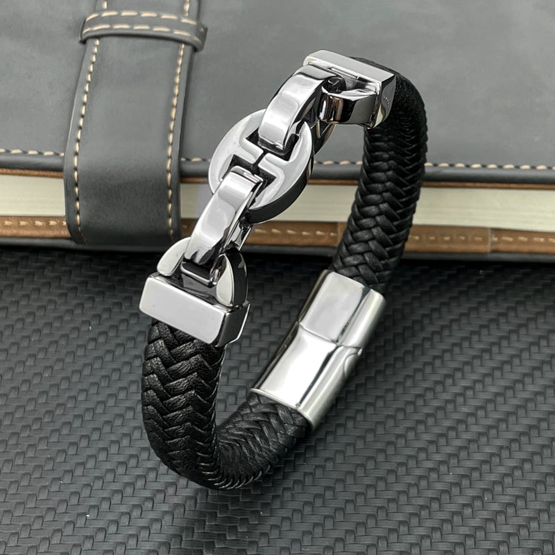 Vince - Bracelet en cuir vintage robuste pour l'homme moderne
