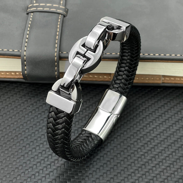 Vince - Bracelet en cuir vintage robuste pour l'homme moderne