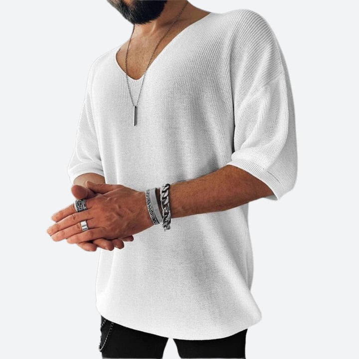 Schickes Shirt mit übergroßem V-Ausschnitt - Larmy