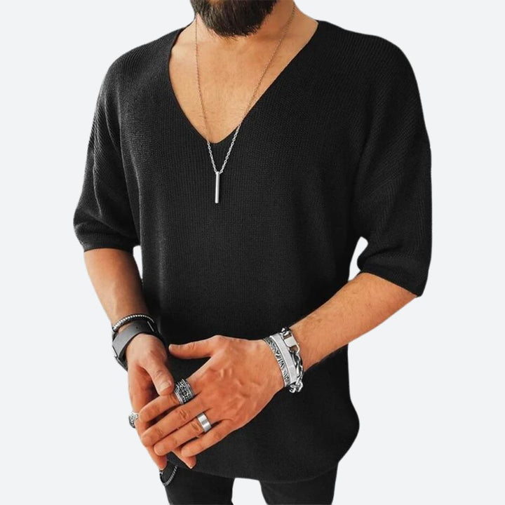 Schickes Shirt mit übergroßem V-Ausschnitt - Larmy