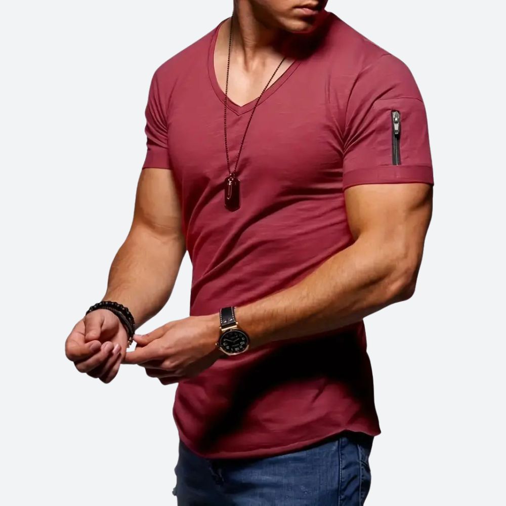 Stylish Men's T-Shirt with V-Neck - Levie