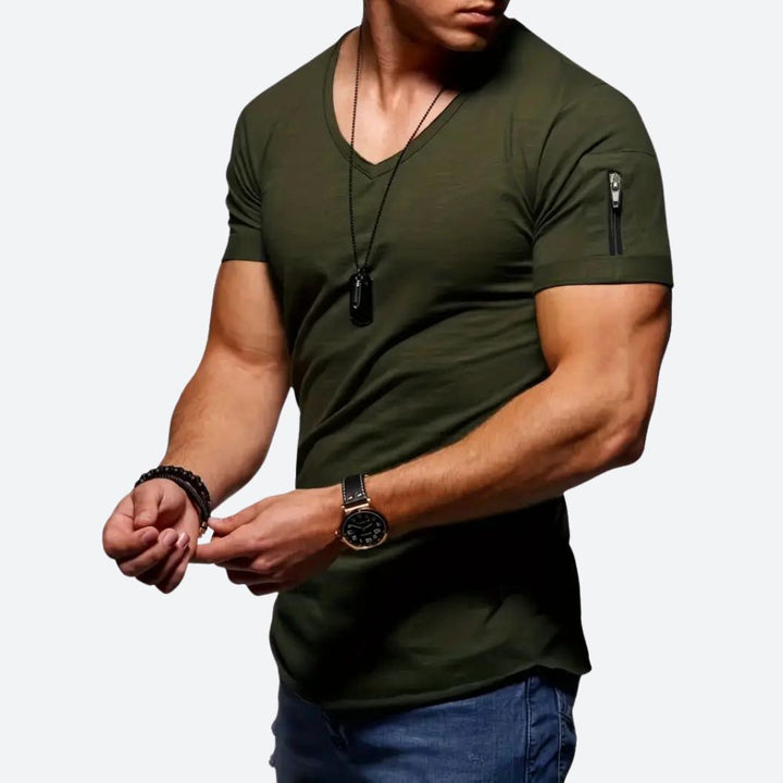 Stylish Men's T-Shirt with V-Neck - Levie