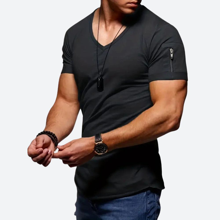 Stylish Men's T-Shirt with V-Neck - Levie