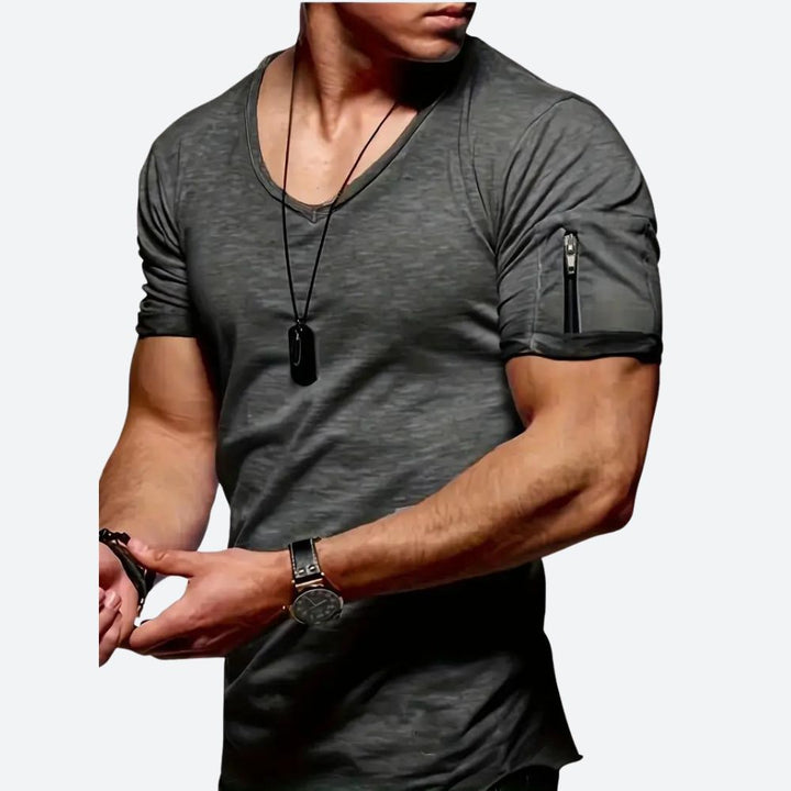 Stylish Men's T-Shirt with V-Neck - Levie
