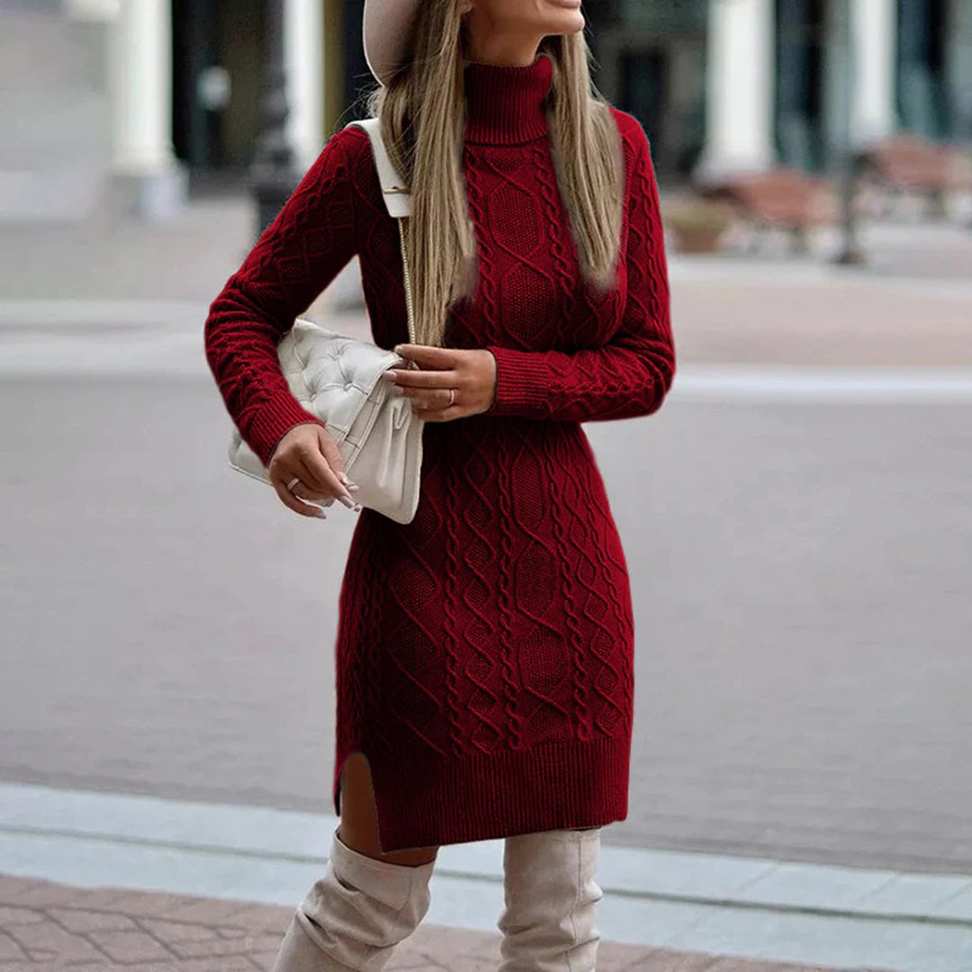 Nalani - Robe-pull à col roulé pour femmes en grosse maille tendance