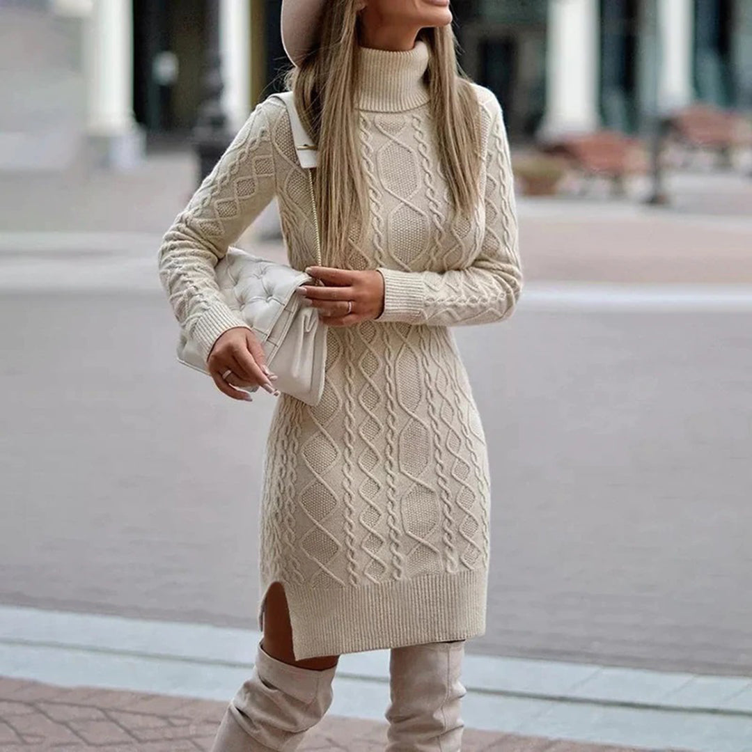 Nalani - Robe-pull à col roulé pour femmes en grosse maille tendance