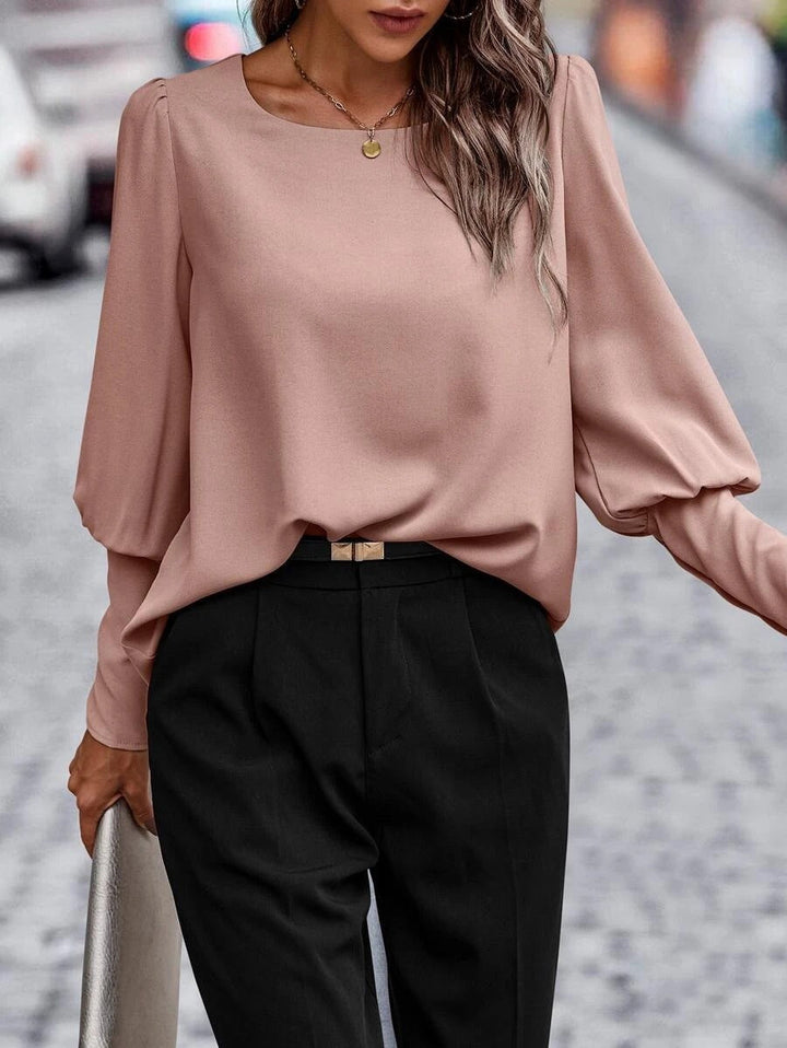 Alicia - Elegant spring blouse with round neckline for women