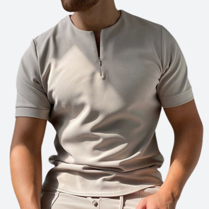 Stylisches Herren T-Shirt mit Rundhalsausschnitt und praktischem Reißverschluss - Okello
