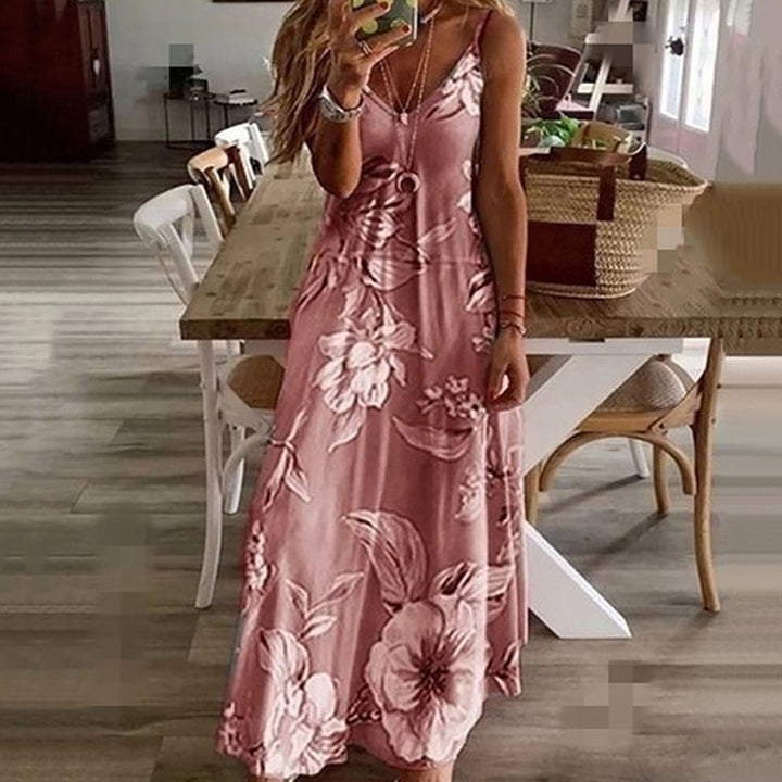 AINO - Elegant floral dress with V-neck for a sophisticated look