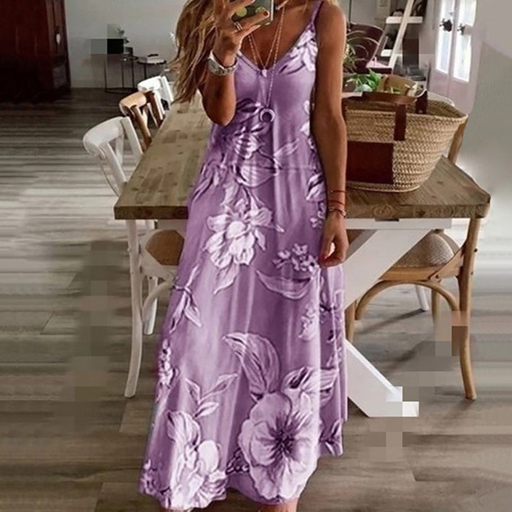 AINO - Elegant floral dress with V-neck for a sophisticated look