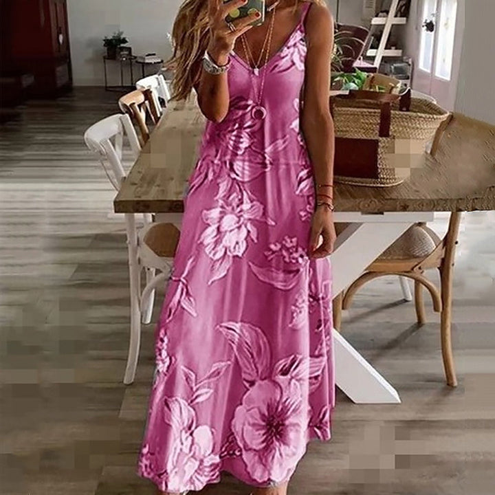 AINO - Elegant floral dress with V-neck for a sophisticated look