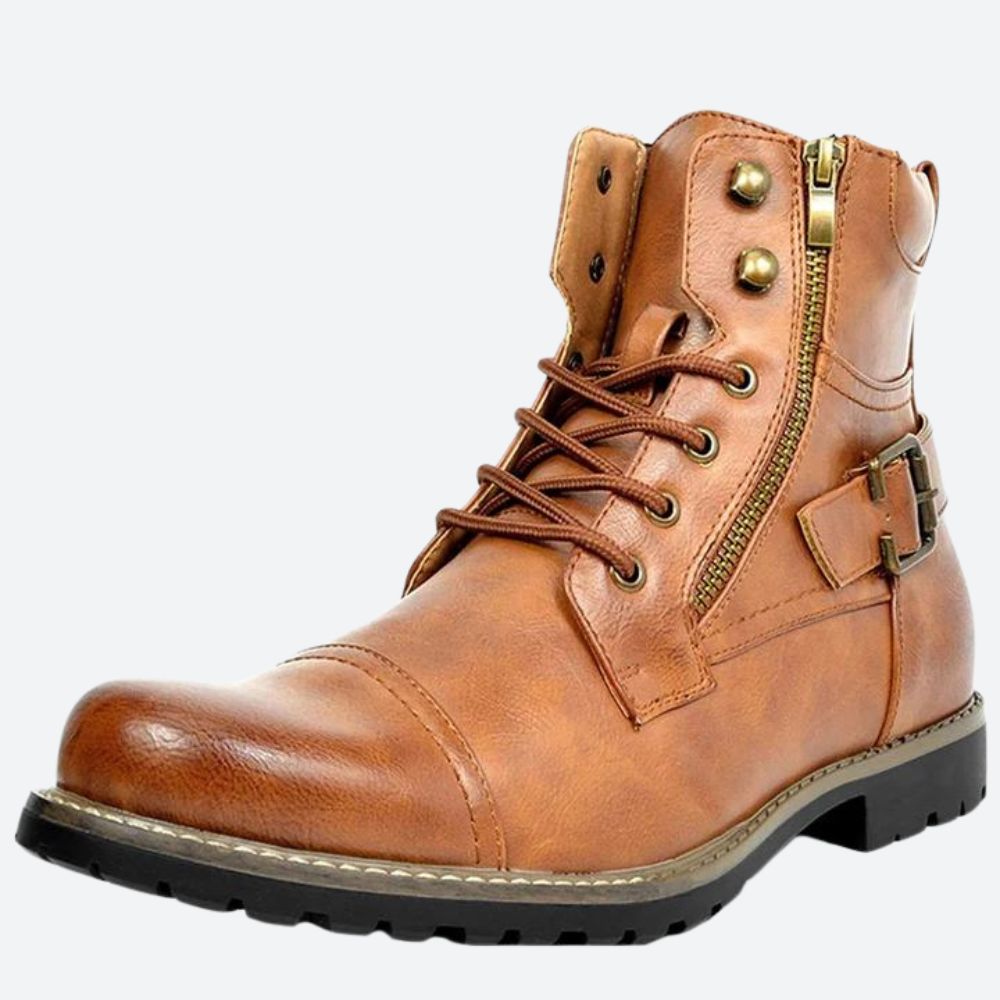 Elegant Genuine Leather Motorcycle Boots - Raven