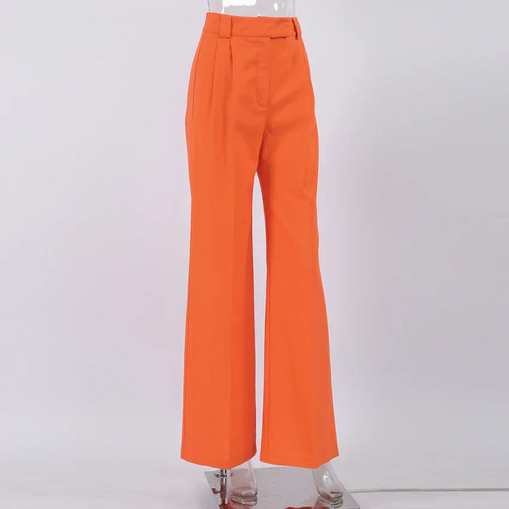 Evelien | Stylische orangefarbene Damenhose aus Leinen für den perfekten Sommerlook