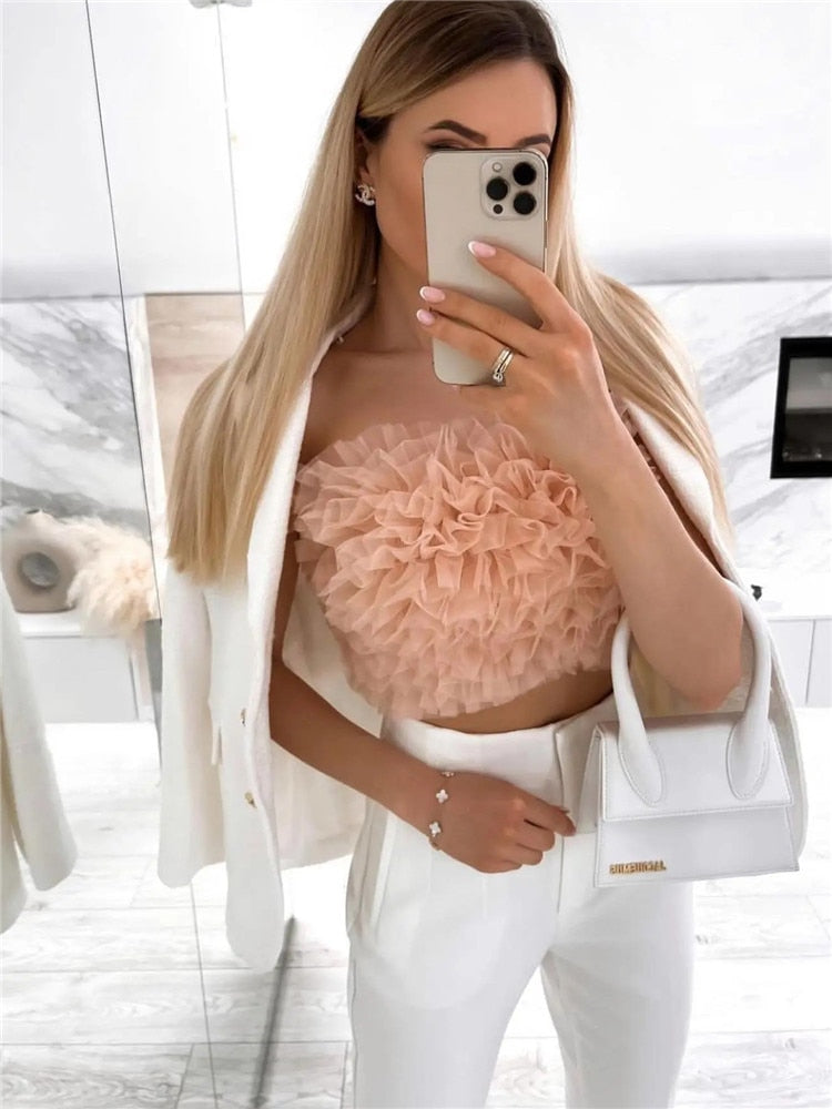 Sophisticated Pink Strapless Top for Women - A Must-Have for Every Occasion!