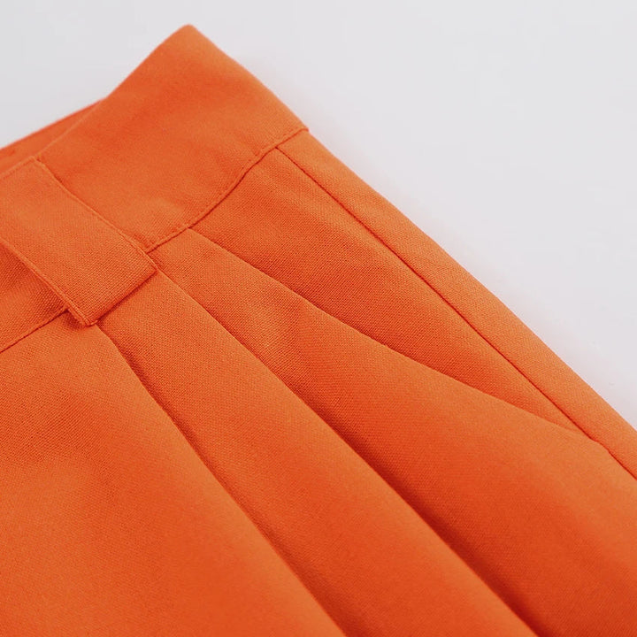 Evelien | Stylische orangefarbene Damenhose aus Leinen für den perfekten Sommerlook