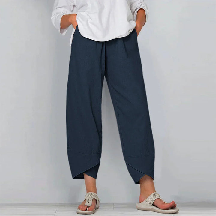 Sadie - Elegante Hose aus Baumwolle und Leinen für Frauen