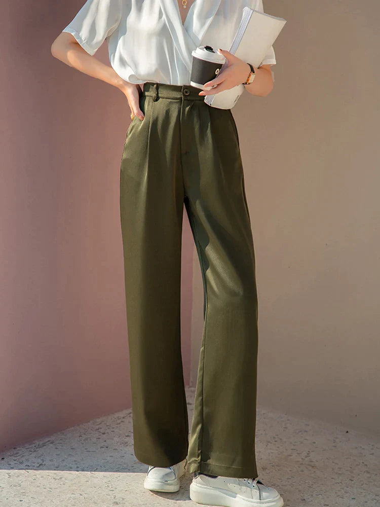 Elegant women's pants made of silk satin - Selah Collection