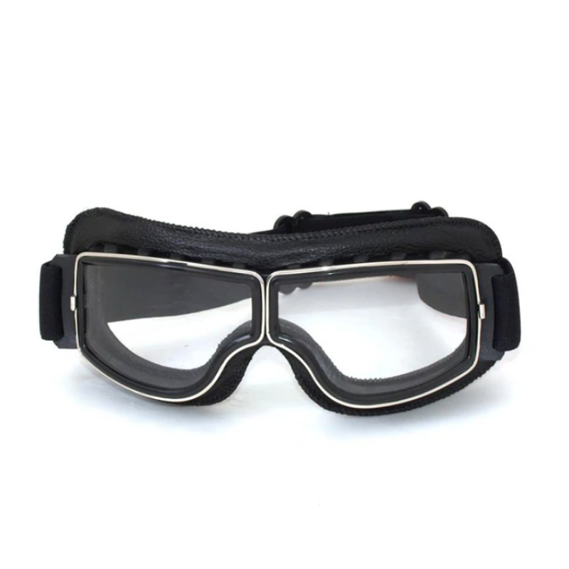 Luke - Retro chic vegan leather motorcycle goggles for autumn in unisex surplus