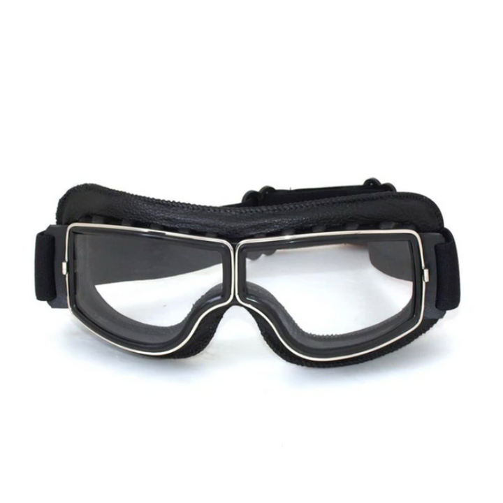 Luke - Retro chic vegan leather motorcycle goggles for autumn in unisex surplus
