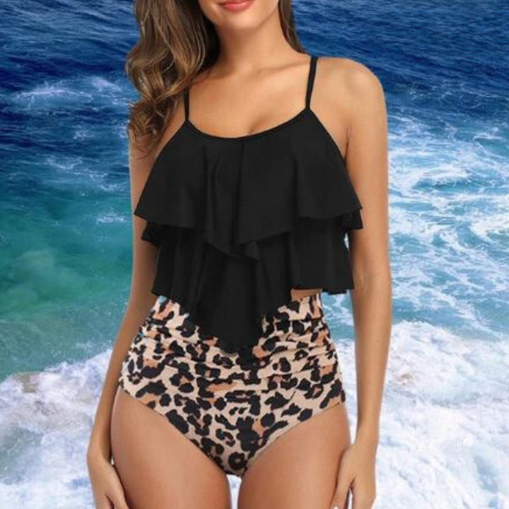 Cressida - Débardeur stylé à volants et bikini taille haute - Ensemble tankini 2 pièces pour un look estival rafraîchissant