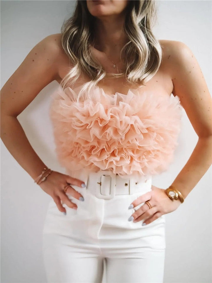 Sophisticated Pink Strapless Top for Women - A Must-Have for Every Occasion!
